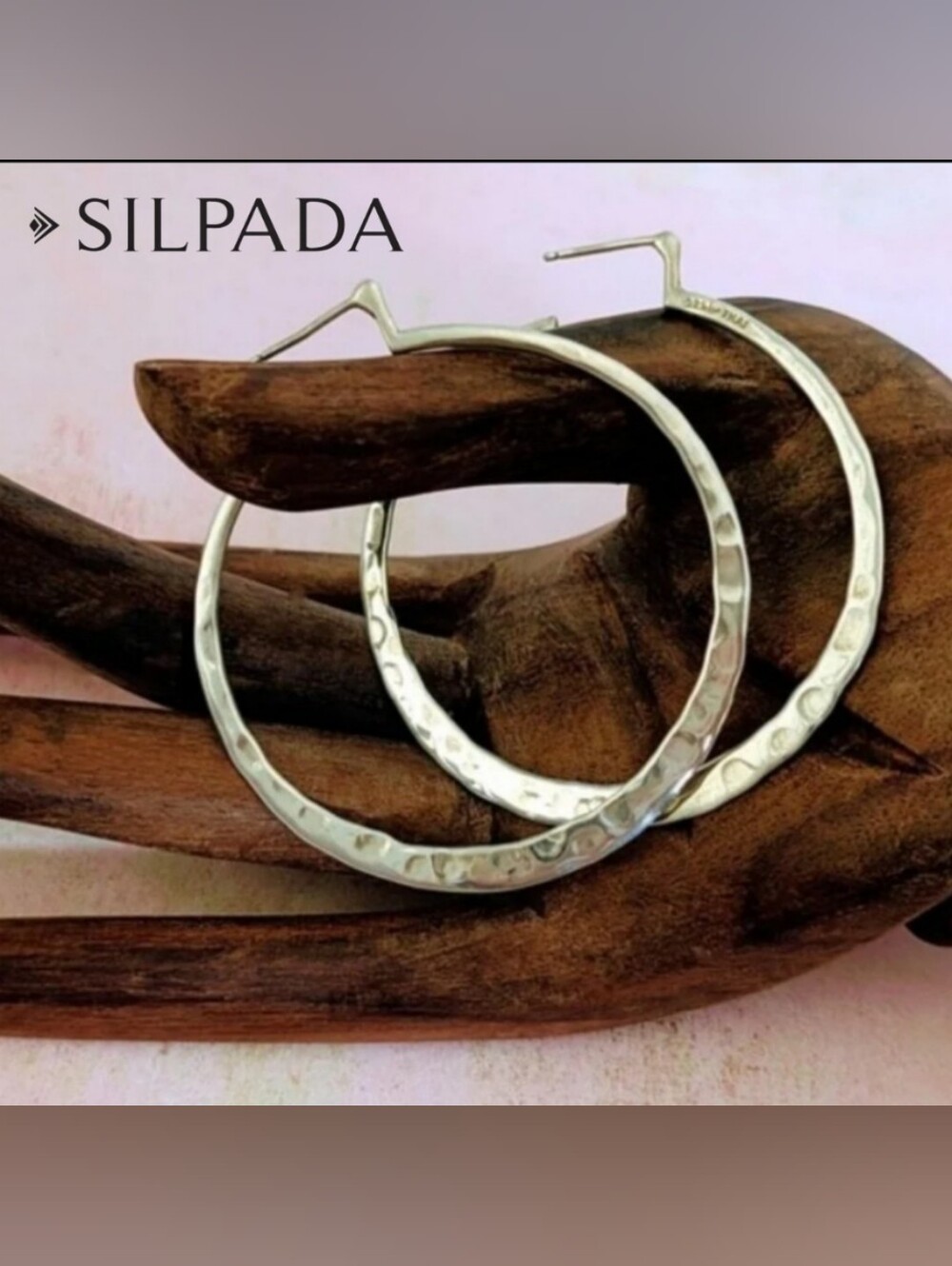 Silpada Hammered Sterling Silver 925 Hoop Earrings P1287